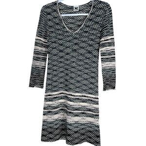 Missoni Black Honeycomb Knit Wool Blend Long Sleeve Sweater Midi Dress Size 4